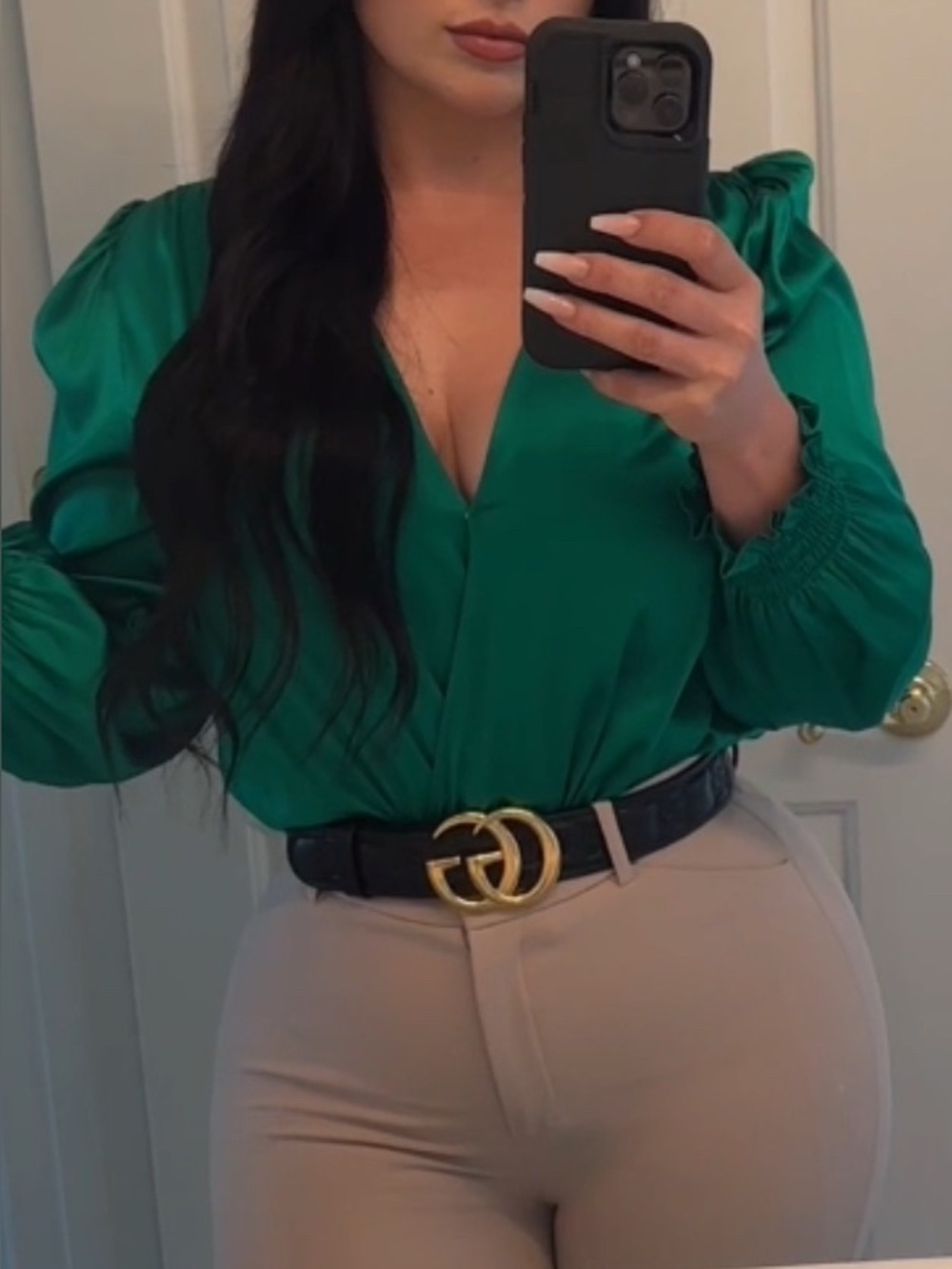 Generation Love Emerald Green Silk Bodysuit